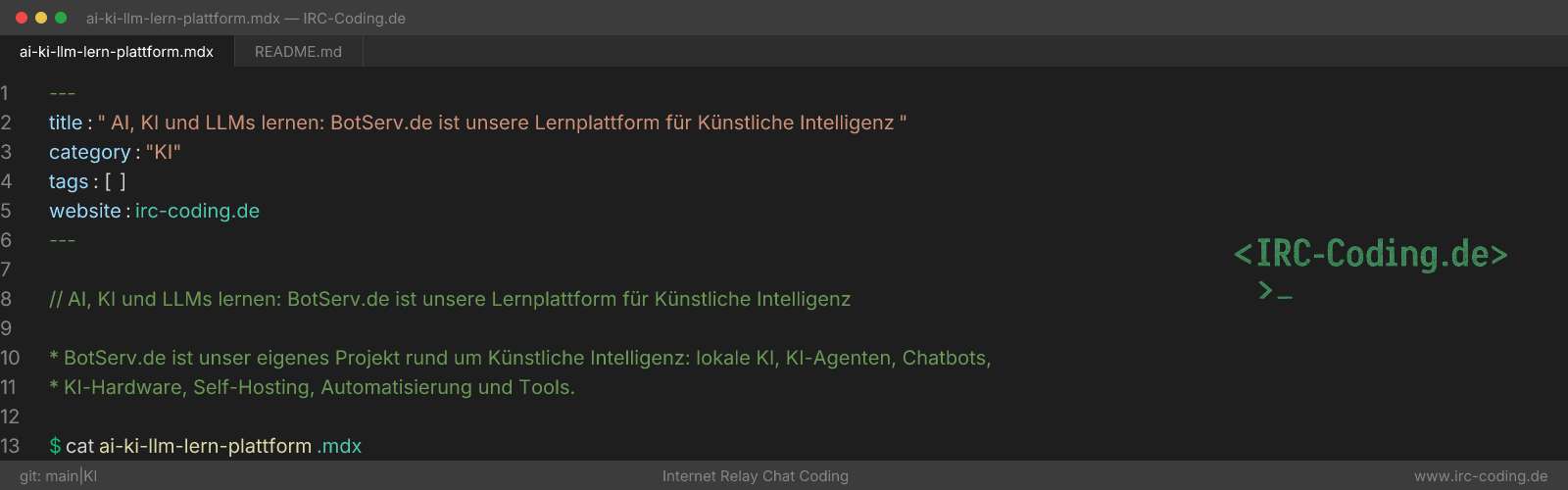 AI, KI und LLMs lernen: BotServ.de ist unsere Lernplattform für Künstliche Intelligenz
