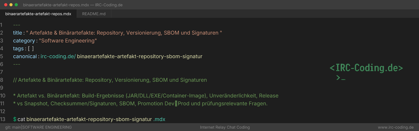 Artifacts & Binary Artifacts: Versioning & SBOM