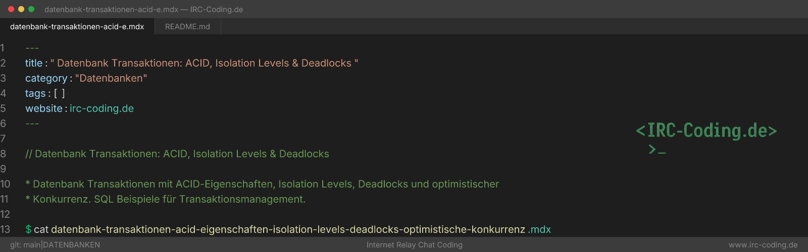 Database Transactions: ACID, Isolation Levels & Deadlocks