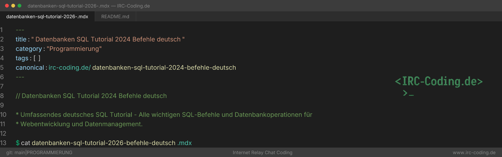 Datenbanken SQL Tutorial 2024 Befehle deutsch