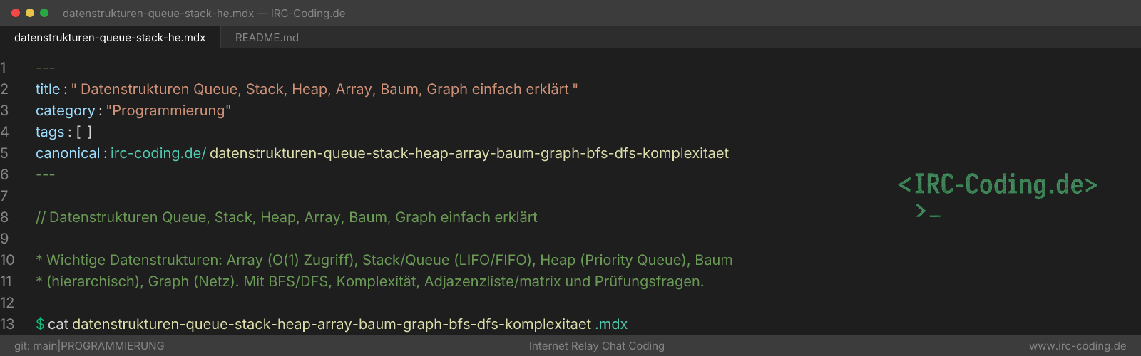 Datenstrukturen: Queue, Stack, Heap, Array, Baum, Graph
