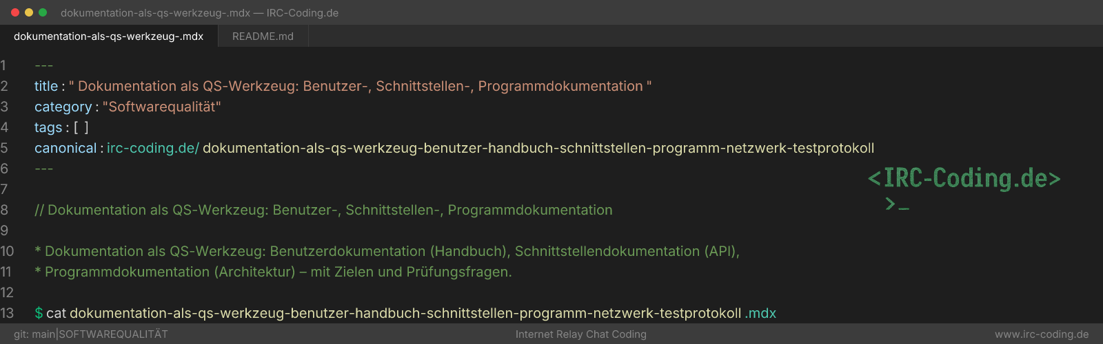 Documentation as QA Tool: User, API, Code Docs