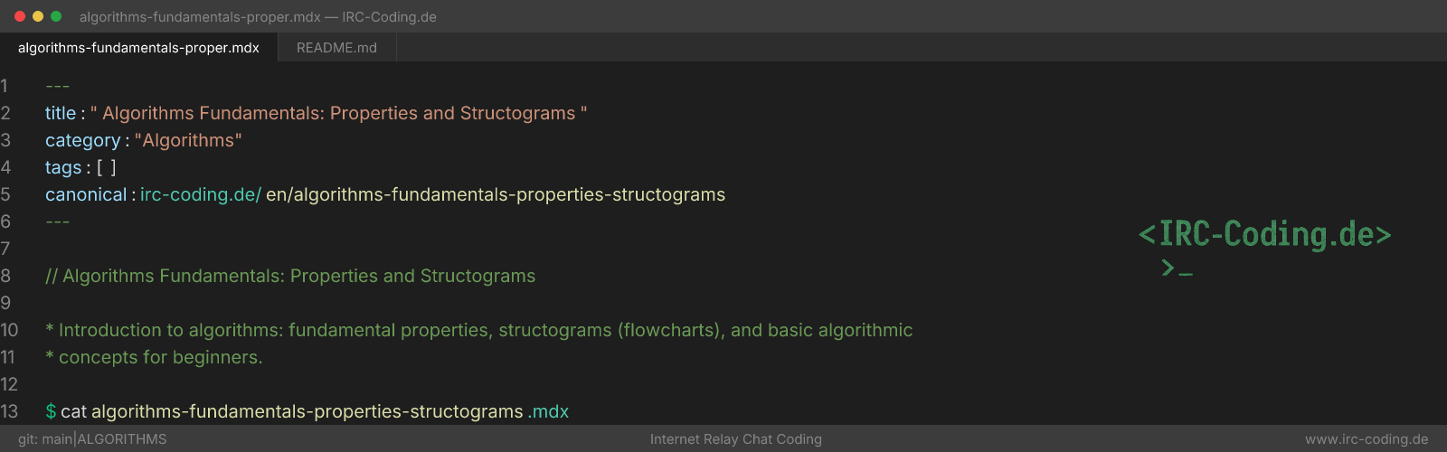 Algorithms Fundamentals: Properties and Structograms