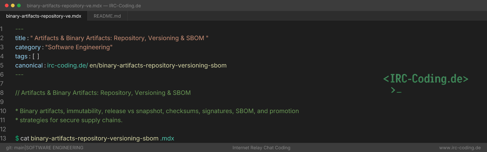 Artifacts & Binary Artifacts: Repository, Versioning & SBOM