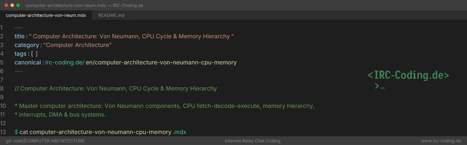 Computer Architecture: Von Neumann, CPU Cycle & Memory Hierarchy