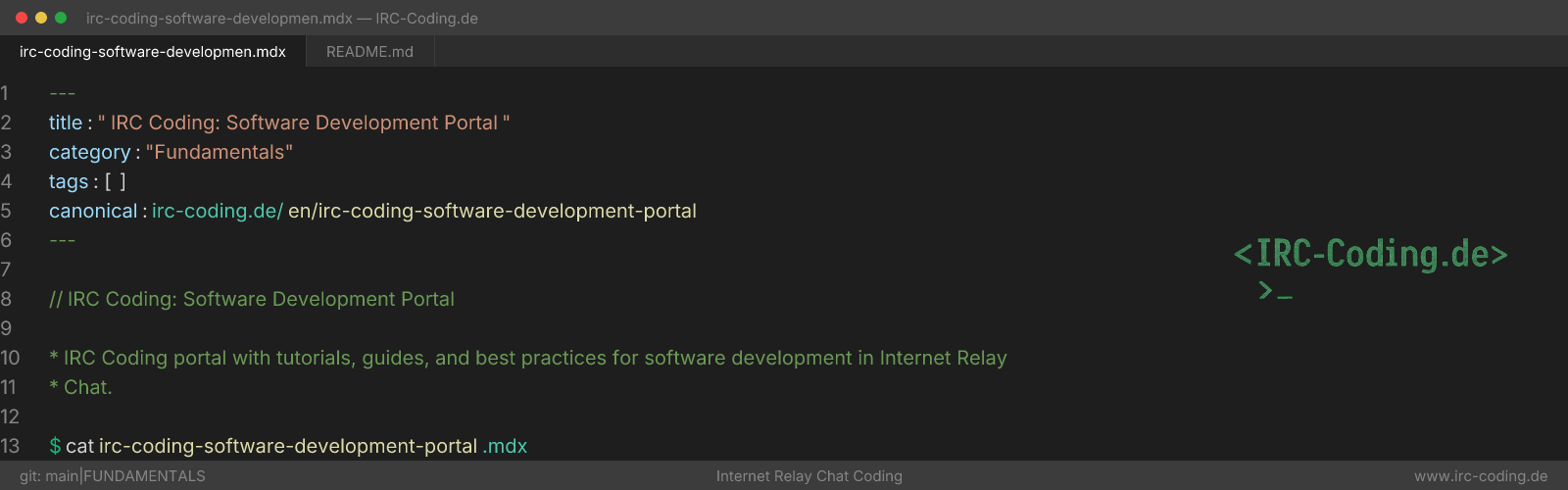IRC Coding: Software Development Portal