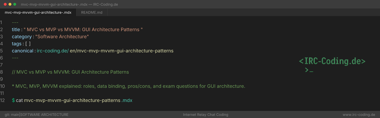 MVC vs MVP vs MVVM: GUI Architecture Patterns