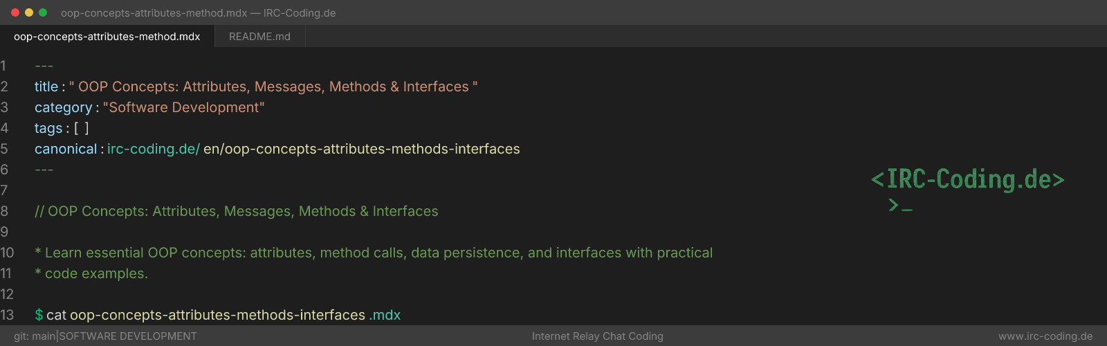 OOP Concepts: Attributes, Messages, Methods & Interfaces