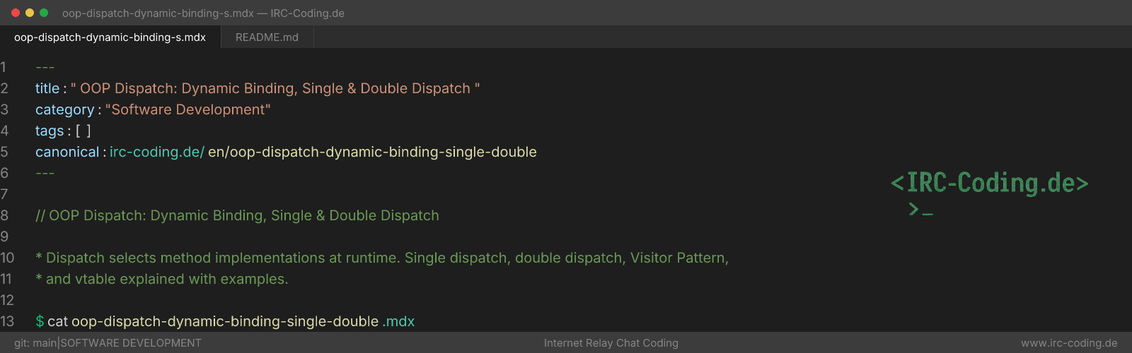 OOP Dispatch: Dynamic Binding, Single & Double Dispatch