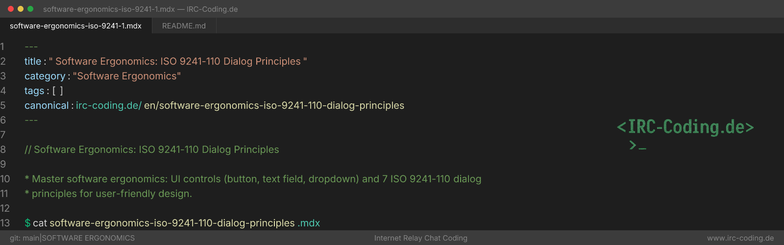 Software Ergonomics: ISO 9241-110 Dialog Principles