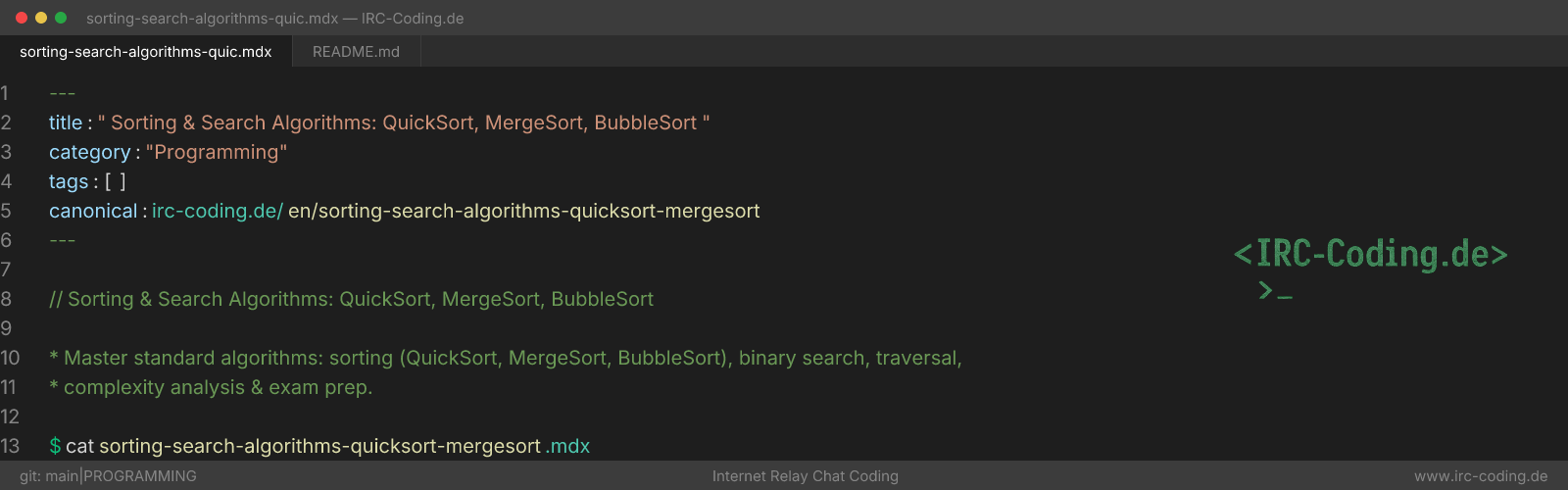 Sorting & Search Algorithms: QuickSort, MergeSort, BubbleSort