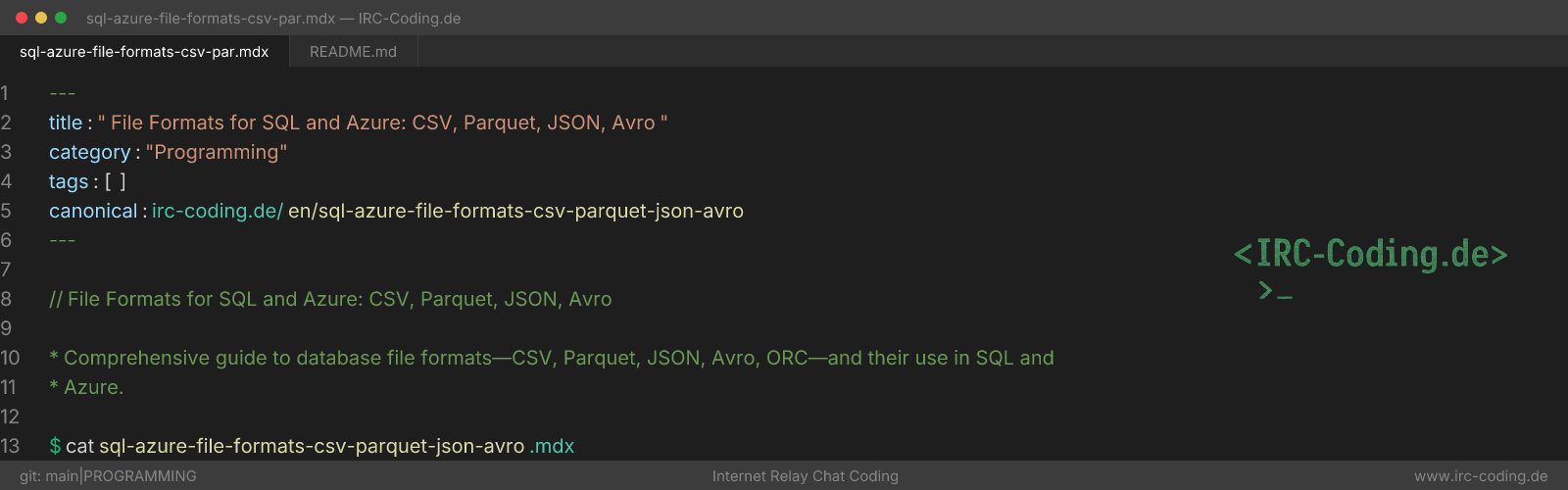 File Formats for SQL and Azure: CSV, Parquet, JSON, Avro
