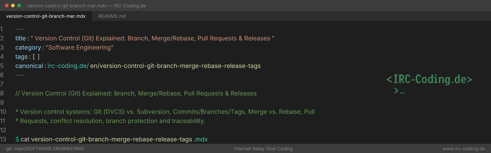 Version Control (Git) Explained: Branch, Merge/Rebase, Pull Requests & Releases