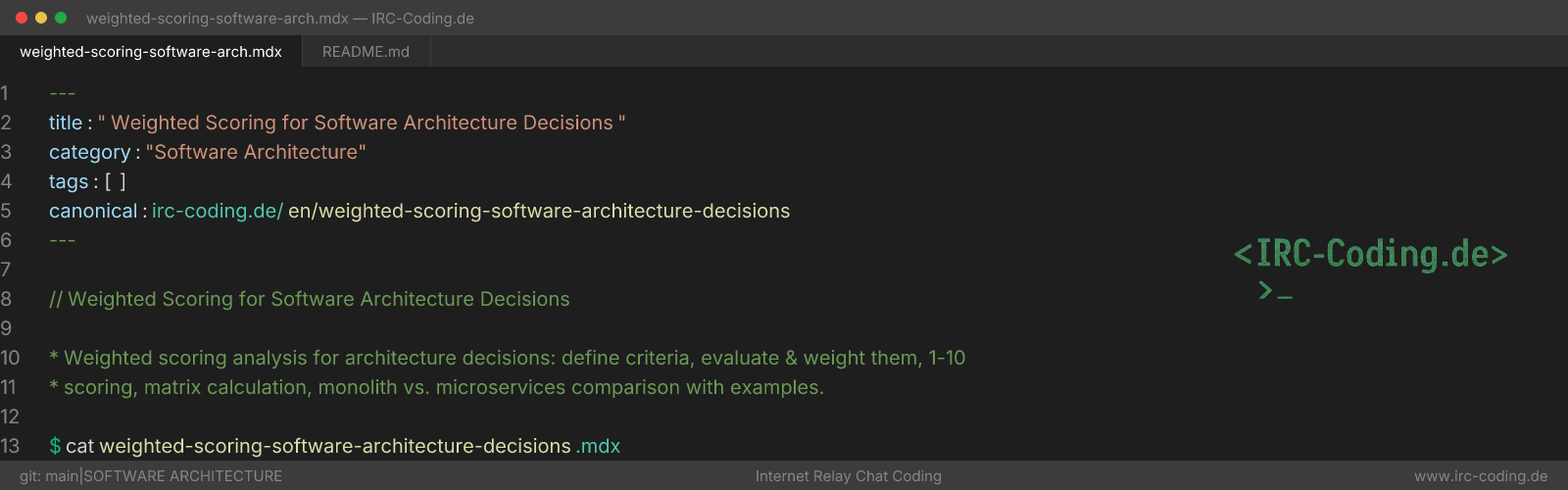 Weighted Scoring for Software Architecture Decisions