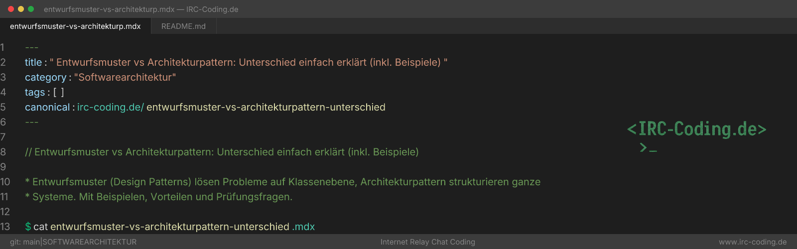 Design Patterns vs Architectural Patterns