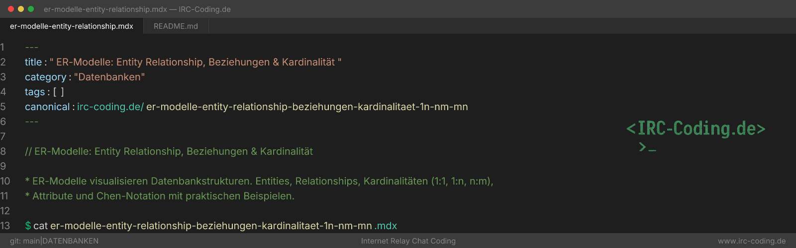 ER Models: Entity Relationship & Cardinality