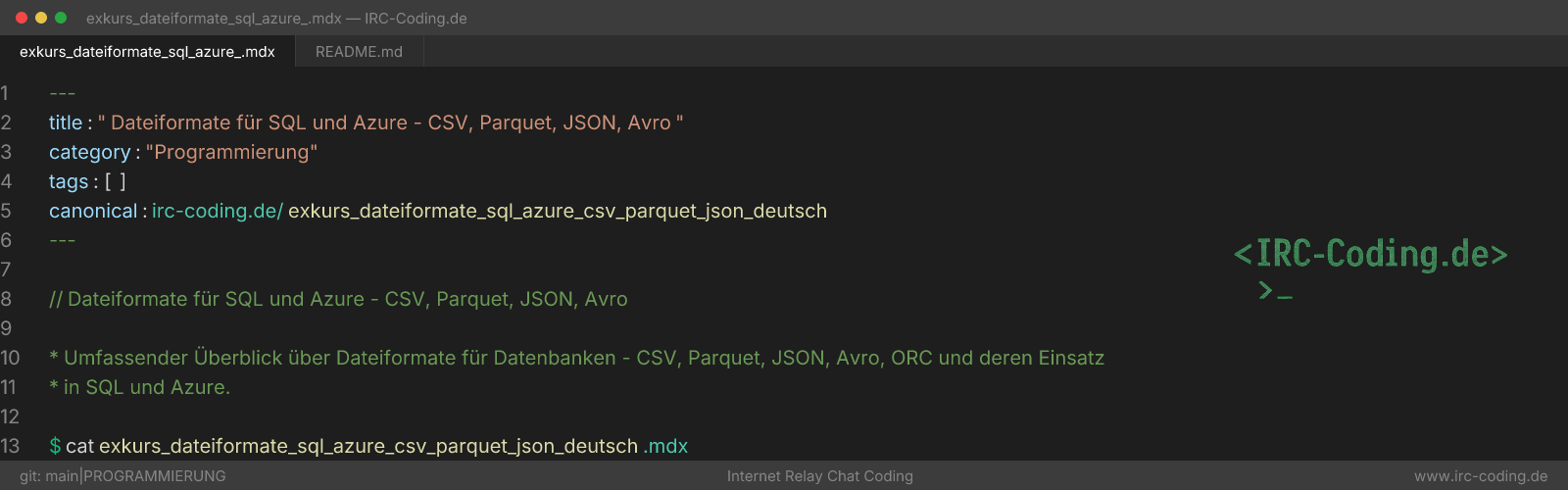 Dateiformate für SQL und Azure - CSV, Parquet, JSON, Avro