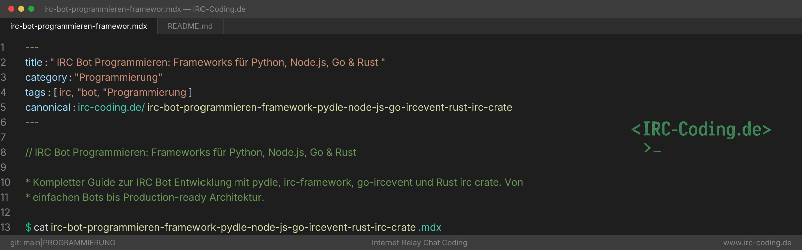IRC Bot Programmieren: Frameworks für Python, Node.js, Go & Rust