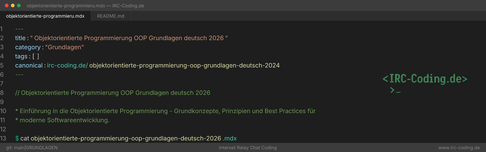 Objektorientierte Programmierung OOP Grundlagen deutsch 2026
