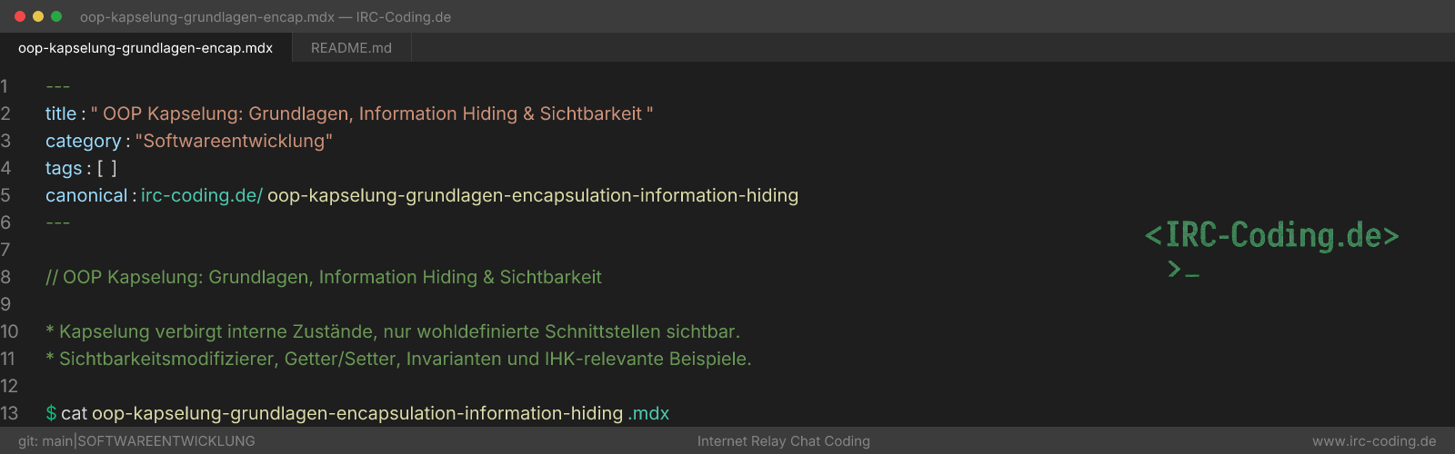 OOP Encapsulation: Basics, Information Hiding & Visibility