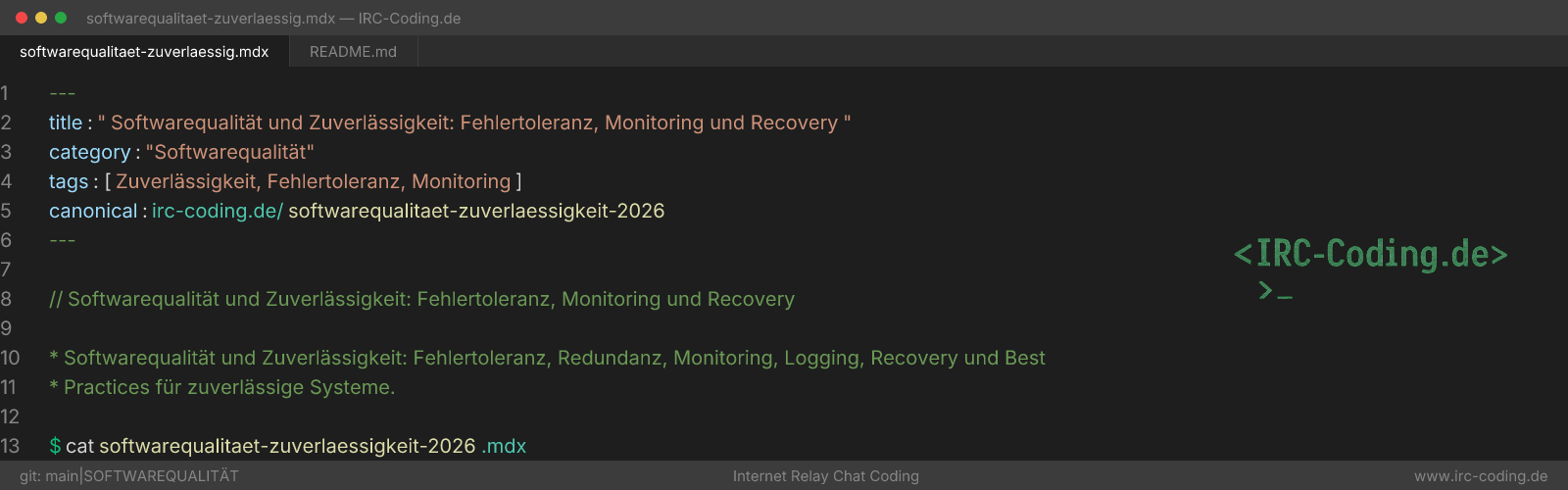 Software Reliability: Fault Tolerance, Monitoring & Recovery