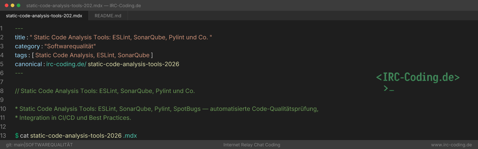 Static Code Analysis Tools: ESLint, SonarQube, Pylint